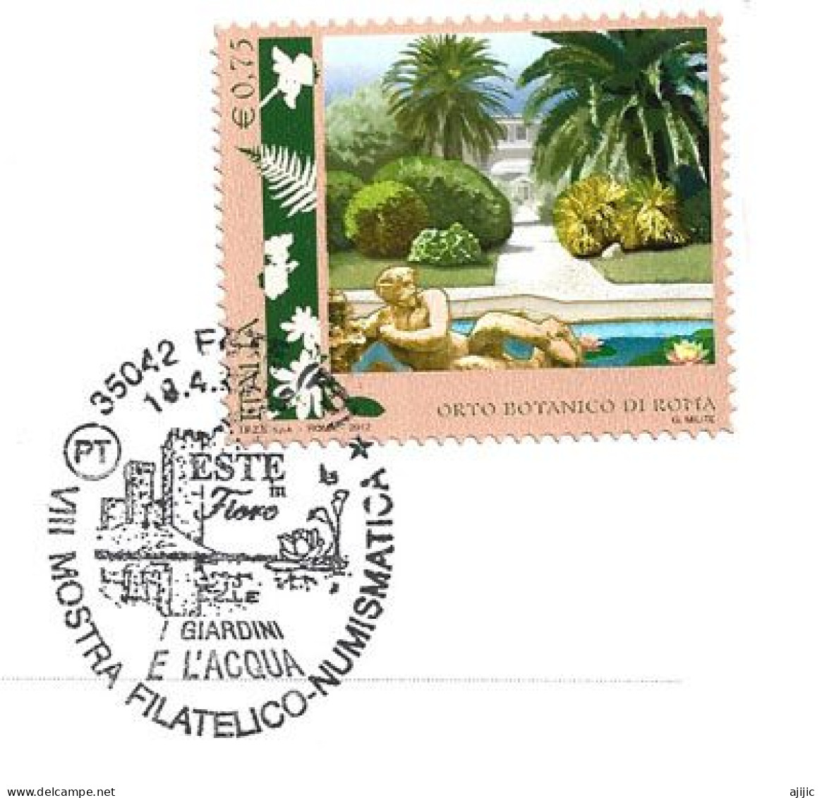 Orto Botanico Dell'Università Di Roma (stamp) Special Postmark On ESTE:  Viaggio In Italia 1840 Card - 2011-20: Poststempel