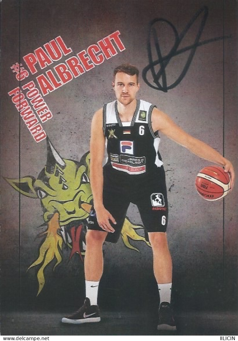 Trading Card KK000627 - Basketball Germany Artland Dragons Quakenbrück 10.5cm X 15cm HANDWRITTEN SIGNED: Paul Albrecht - Uniformes, Recordatorios & Misc