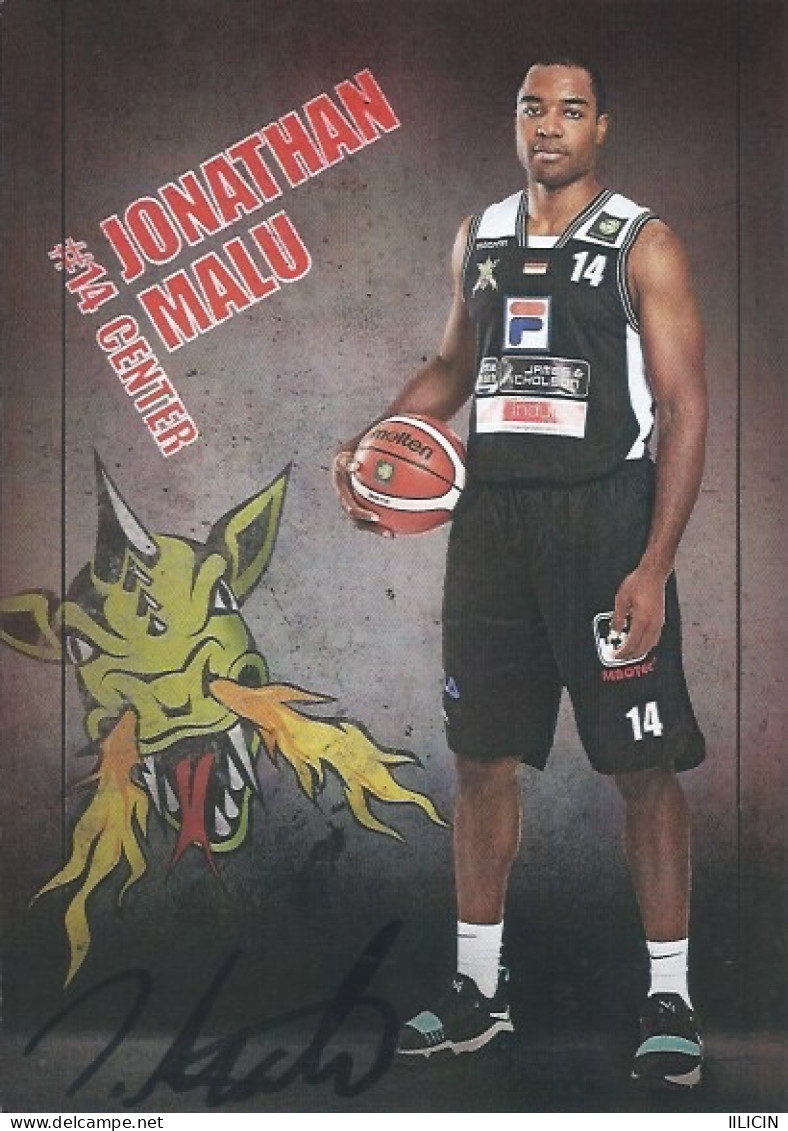 Trading Cards KK000629 - Basketball Germany Artland Dragons Quakenbrück 10.5cm X 15cm HANDWRITTEN SIGNED: Jonathan Malu - Habillement, Souvenirs & Autres