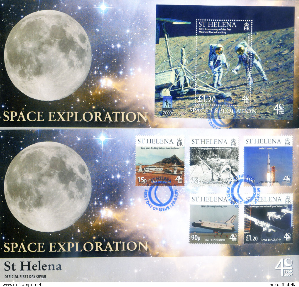 Astronautica 2009. 2 FDC. - Saint Helena Island