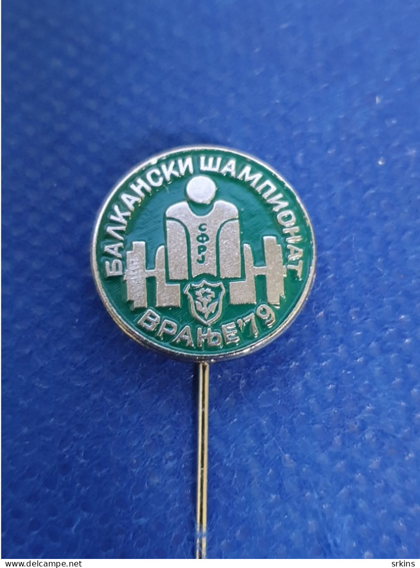 Pin Badge Balkan Weightlifting Championship Vranje 1979 Serbia Yugoslavia - Halterofilia