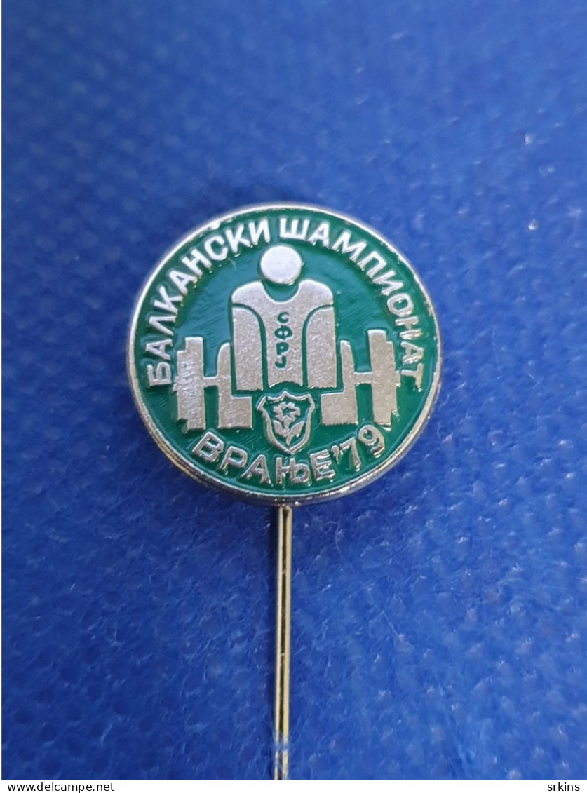 Pin Badge Balkan Weightlifting Championship Vranje 1979 Serbia Yugoslavia - Weightlifting