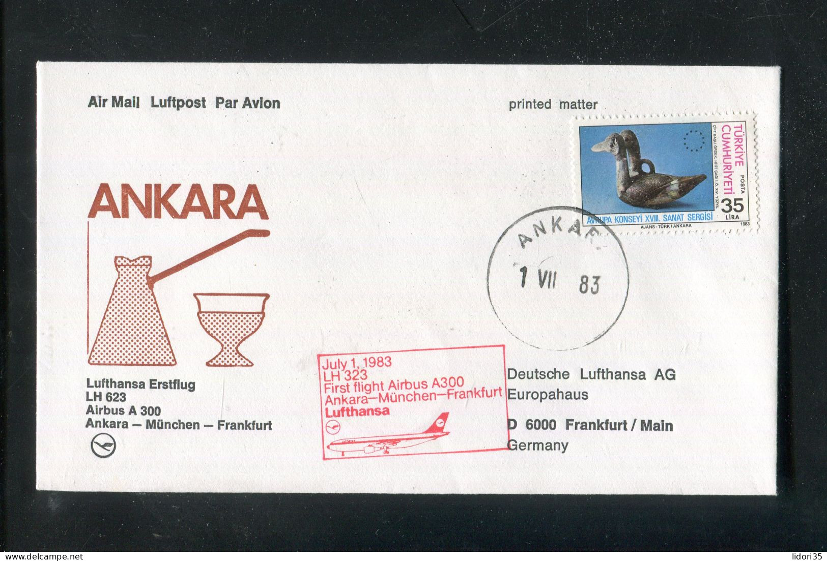 "TUERKEI" 1983, Erstflugbrief LH 623 "Ankara-Frankfurt" (L0031) - Posta Aerea