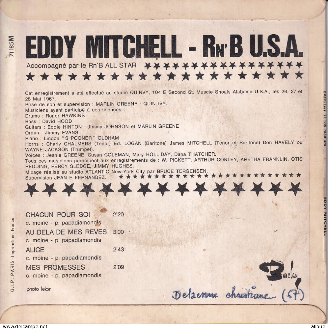 EDDY MITCHELL - FR EP -ALICE + 3 - Andere - Franstalig