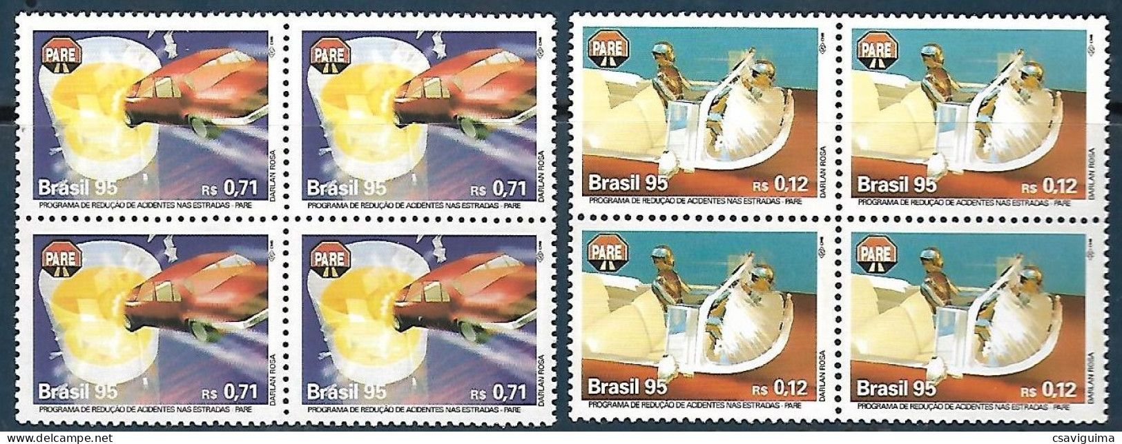 Brasil (Brazil) - 1995 - Block Of 4: Accidents & Road Safety - Yv 2240/41 - Accidentes Y Seguridad Vial