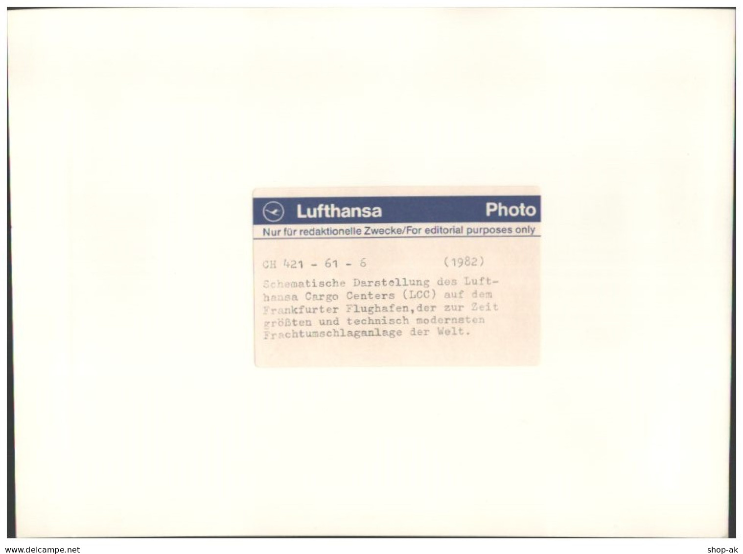 C5823/ Flughafen Frankfurt Darstellung Des Lufthansa Cargo-Center 1982 Foto  - Andere & Zonder Classificatie