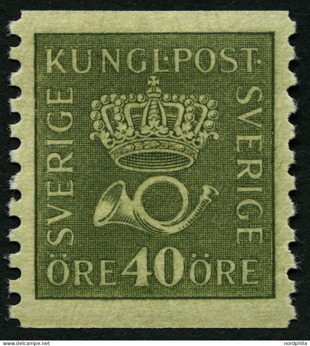 SCHWEDEN 132aI *, 1920, 40 Ö. Olivgrün, Type I, Falzrest, Pracht - Gebruikt