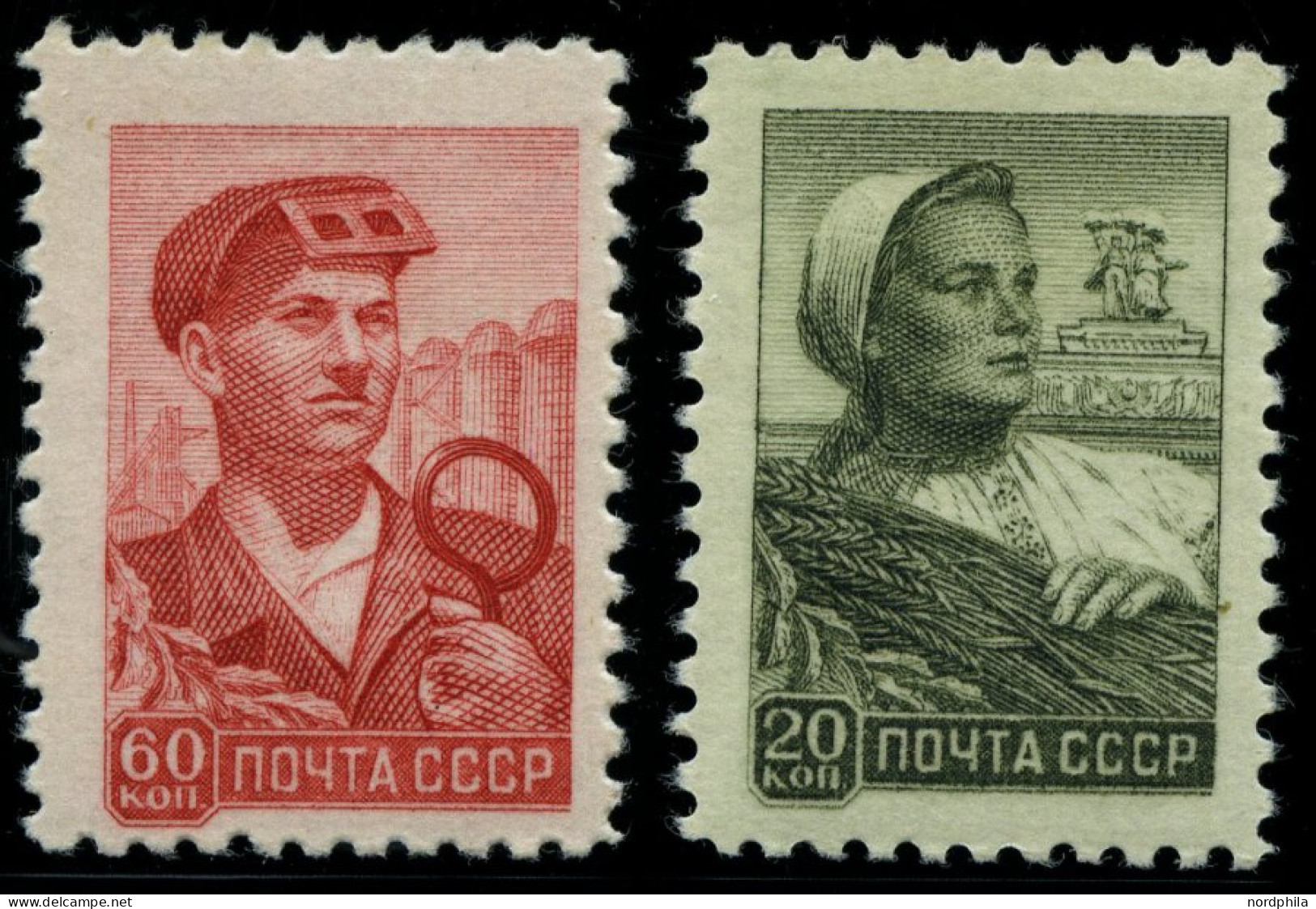 SOWJETUNION 2138,2198 **, 1958/9, 60 K. Hüttenarbeiter Und 20 K. Kolchosbäuerin, 2 Prachtwerte, Mi. 32.- - Used Stamps