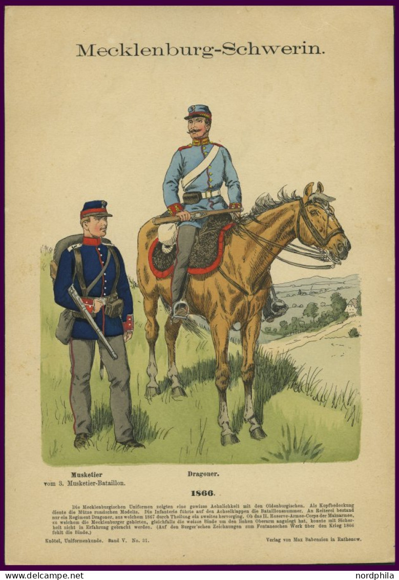 MECKLENBURG SCHWERIN Knötel, Uniformenkunde, Band V. No. 31: Mecklenburg Schwerin, Dragoner Und Musketier Von 1866, Farb - 4. Neuzeit (1789-1914)