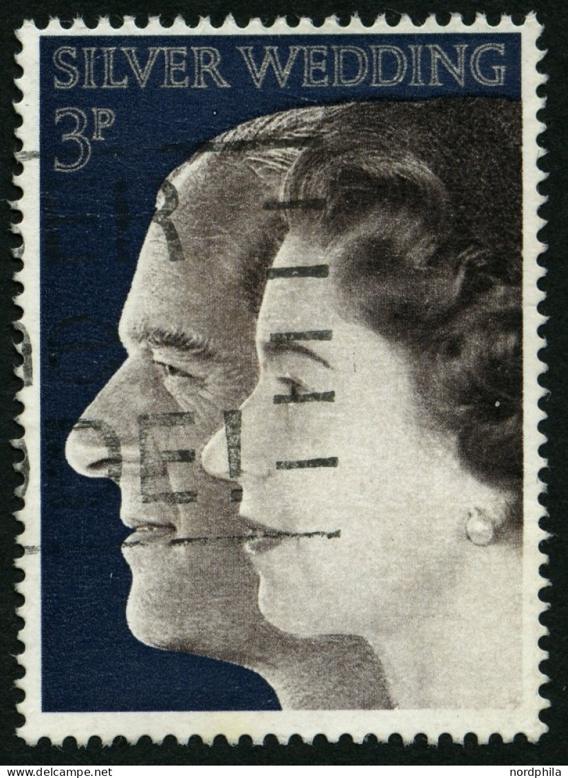 GROSSBRITANNIEN 609FI O, 1972, 3 P. Silberhochzeit, Phosphorstreifen Fehlend, Pracht, Mi. 40.- - Used Stamps