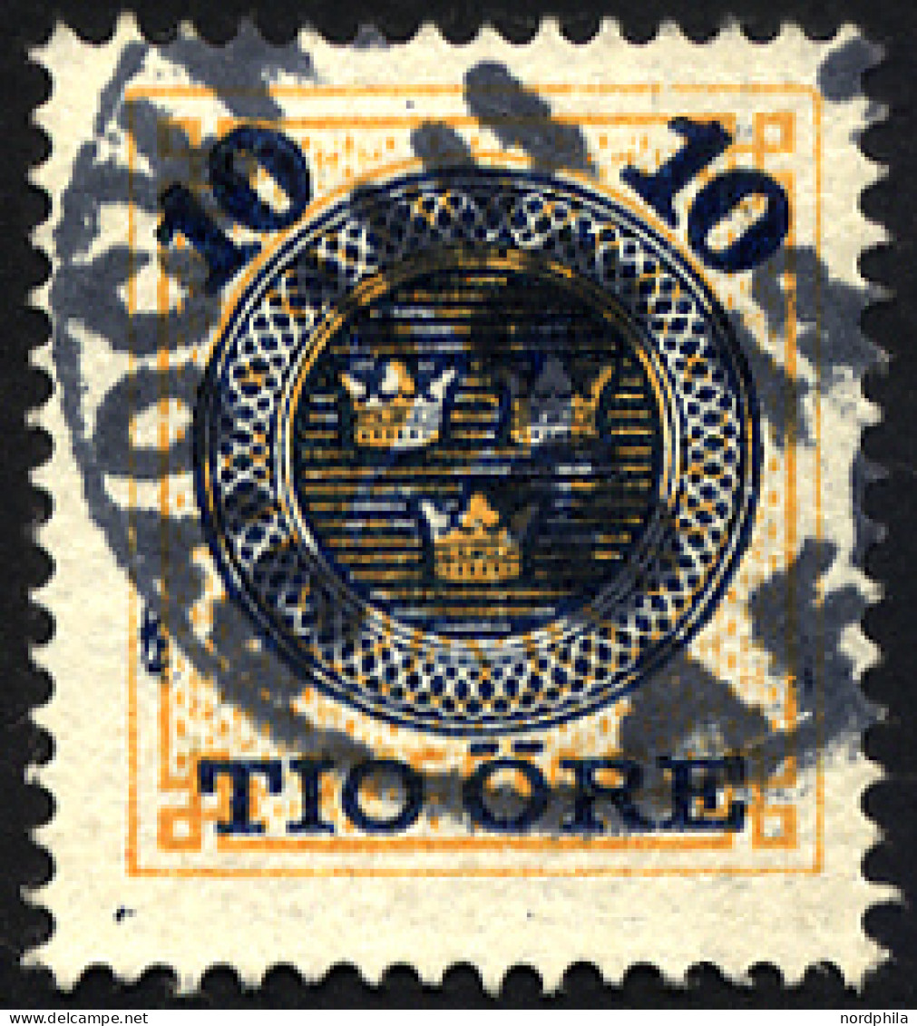 SCHWEDEN 40 O, 1889, 10 Ö. Auf 24 Ö. Gelb, Pracht, Mi. 40.- - Gebruikt