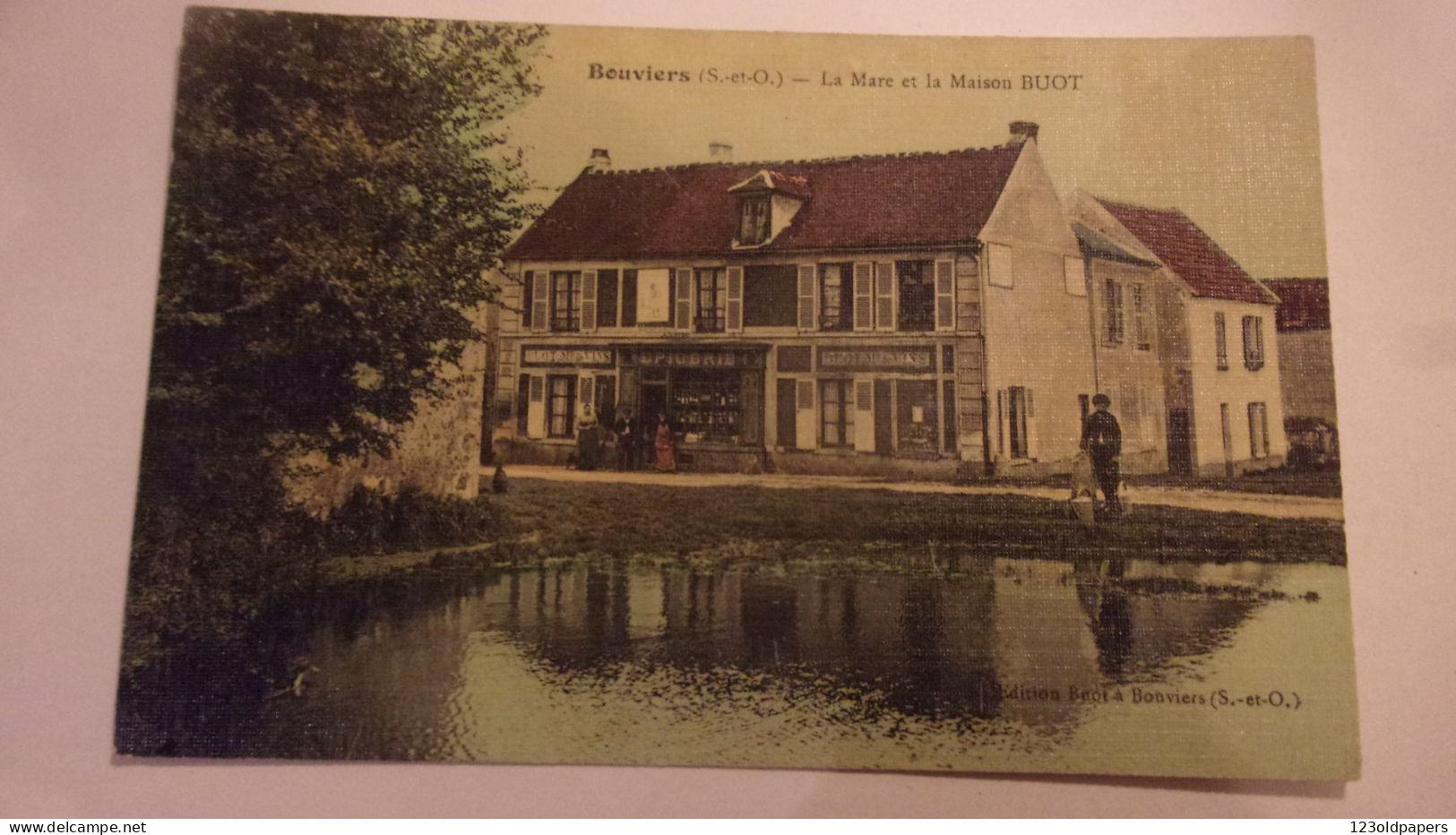 78 HAMEAU DE BOUVIERS GUYANCOURT TOILEE COULEUR 1915 LA MARE ET LA MAISON BUOT EDITEUR EPICERIE - Guyancourt