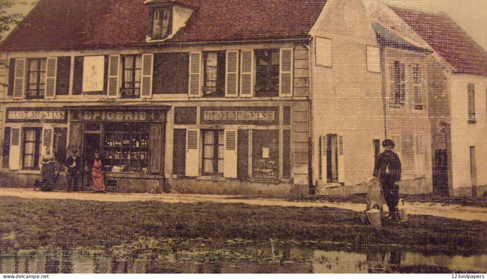 78 HAMEAU DE BOUVIERS GUYANCOURT TOILEE COULEUR 1915 LA MARE ET LA MAISON BUOT EDITEUR EPICERIE - Guyancourt