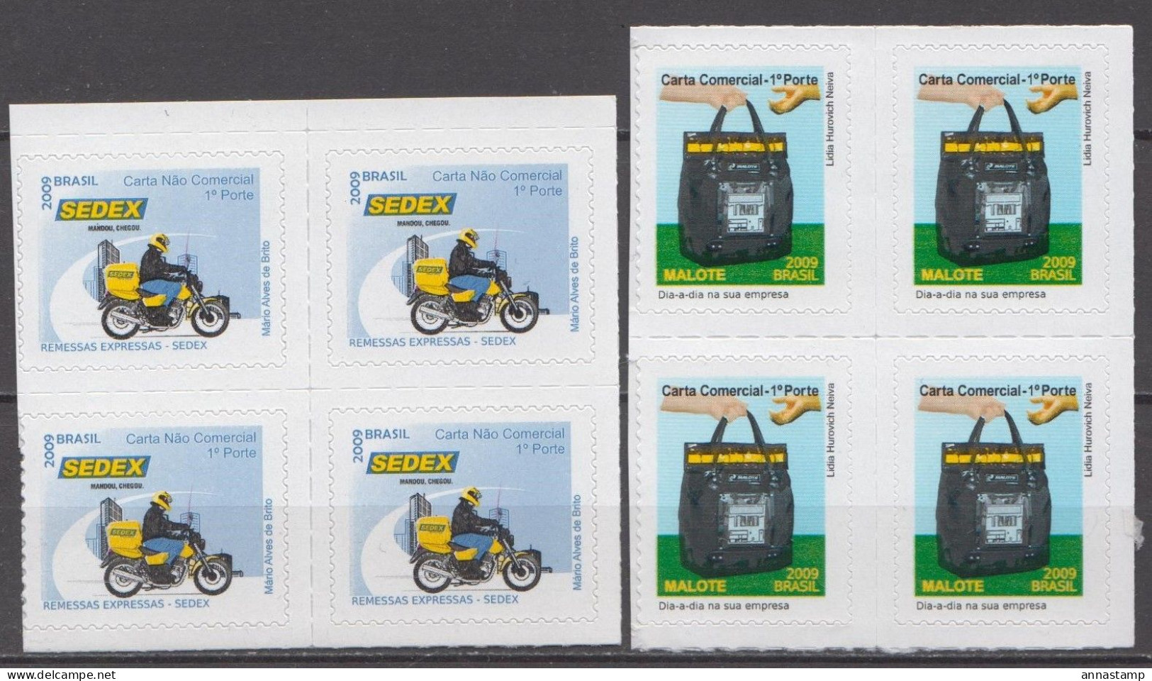Brazil MNH Self Adhesive Set In 2 Blocks Of 4 Stamps - Posta