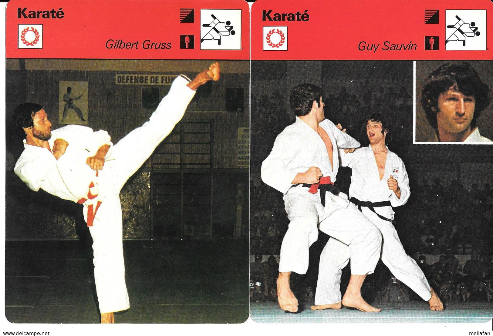 GF1785 - FICHES EDITION RENCONTRE - KARATE - GILBERT GRUSS - GUY SAUVIN - ROGER PASCHY - JEAN LUC MAMI - Martial Arts