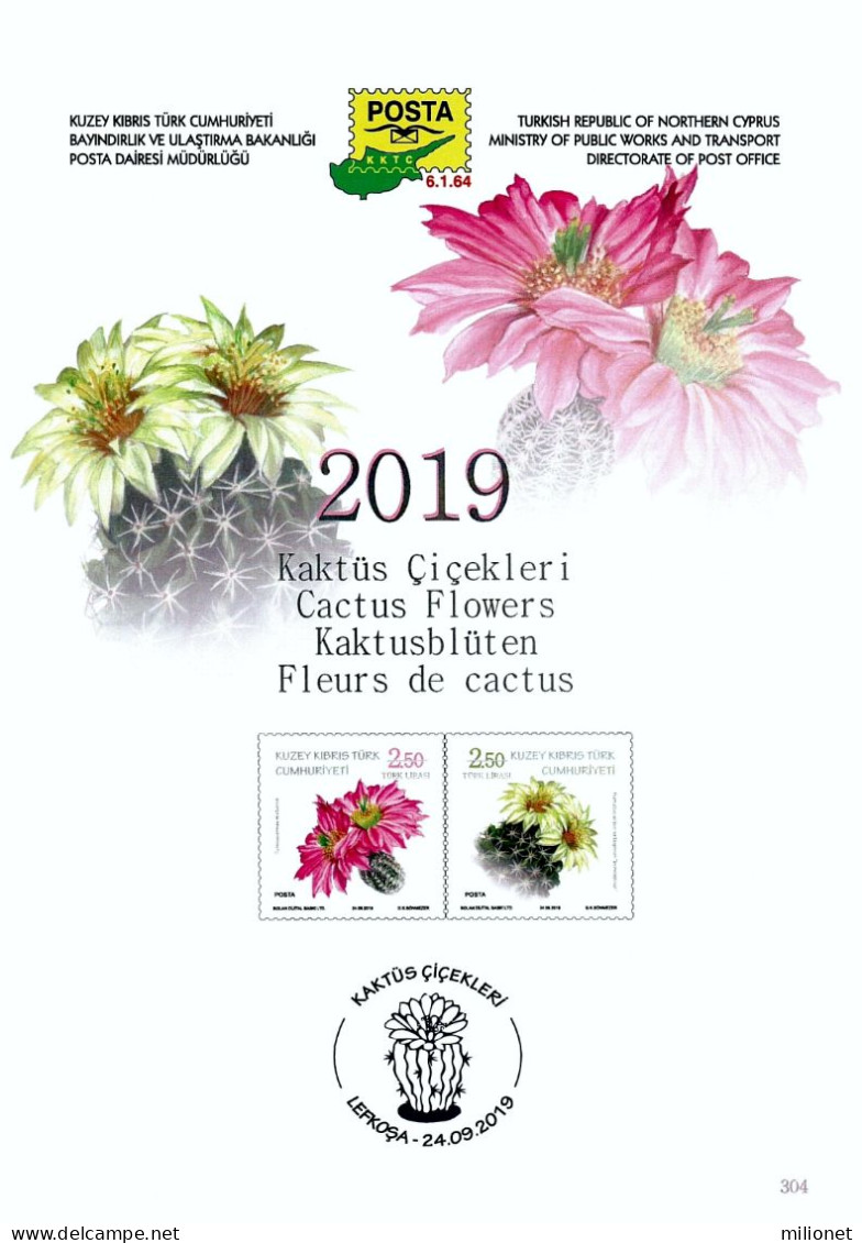 CHIPRE TURCO NORTHERN TURKISH CYPRUS ZYPERN 2019 Cactus Flowers BROCHURE Nº 304 - Other & Unclassified