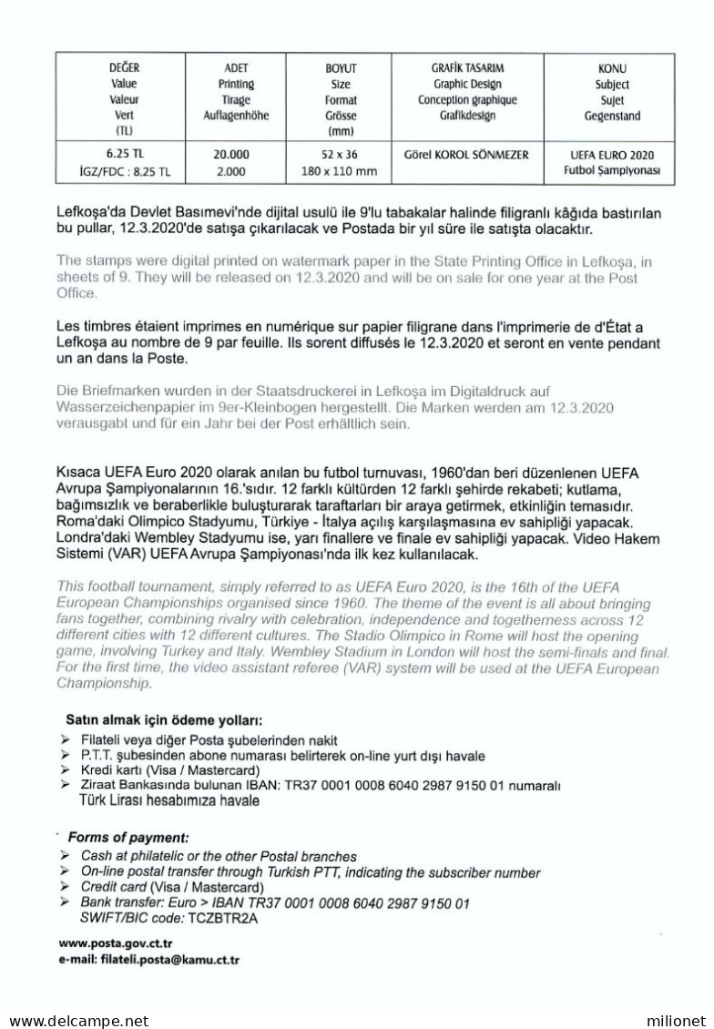 CHIPRE TURCO NORTHERN TURKISH CYPRUS ZYPERN 2019 UEFA EURO 2020 Football Championship BROCHURE Nº 305 - Altri & Non Classificati