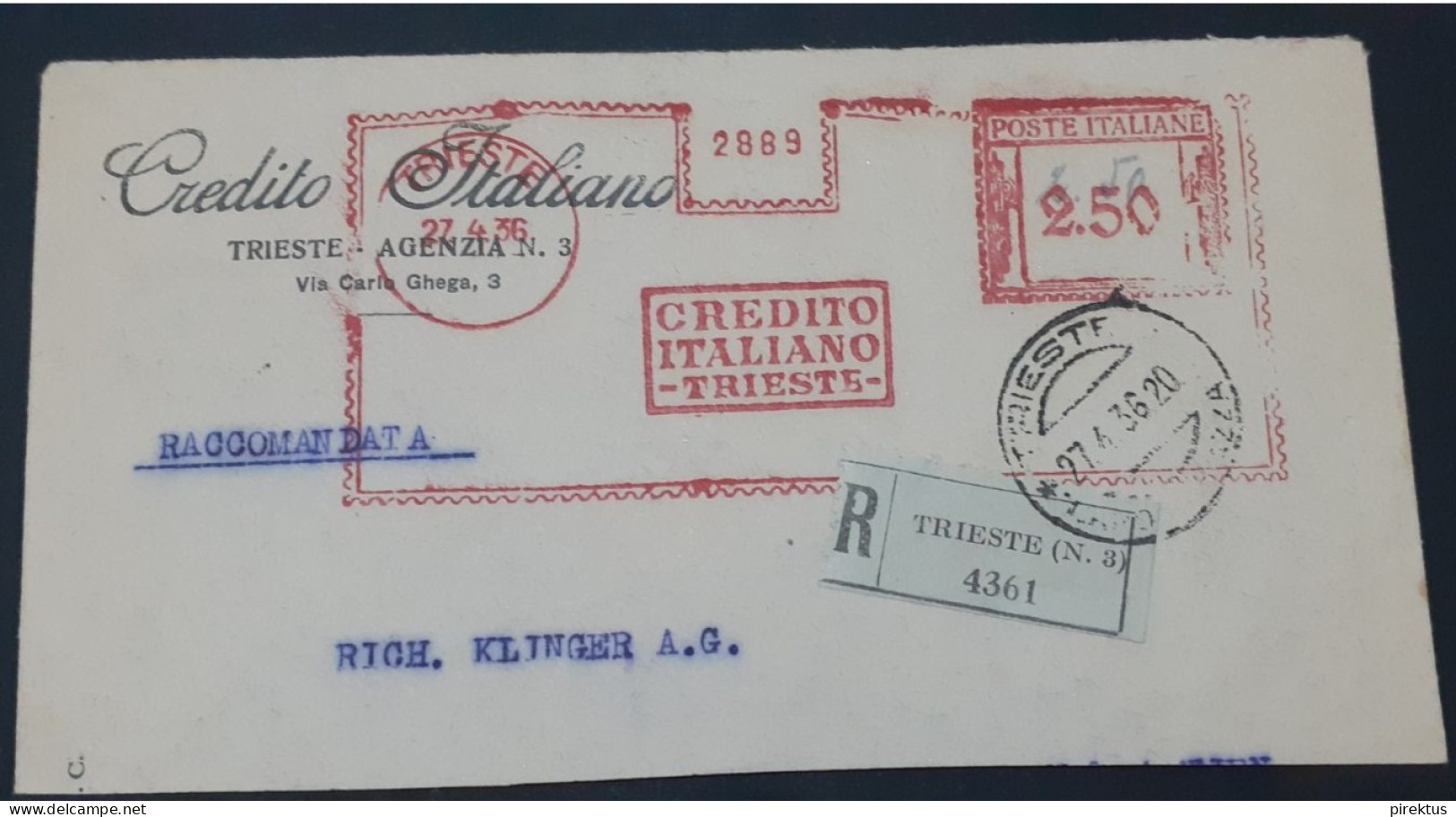 Italy 1936 Trieste Post Cancel Cover - Autres & Non Classés