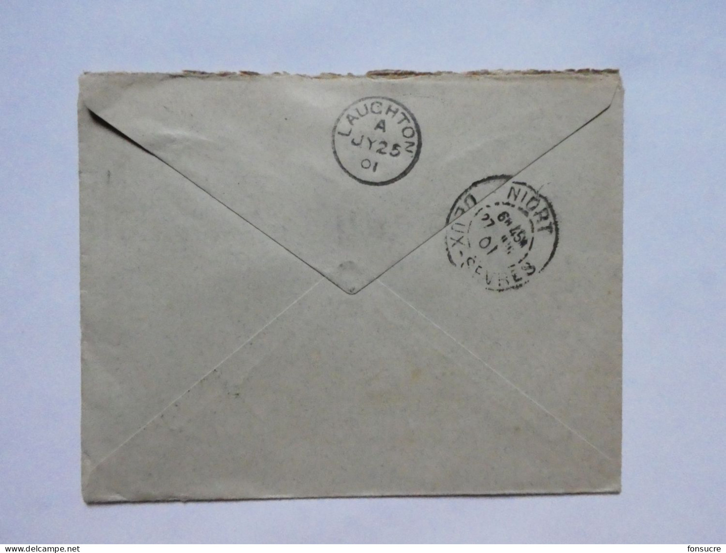 O14 Angleterre Enveloppe One Penny Hawkhurst + T 15 Pour France Taxe 30 Verso Cachet Lauchton + Niort 1901 - Brieven En Documenten