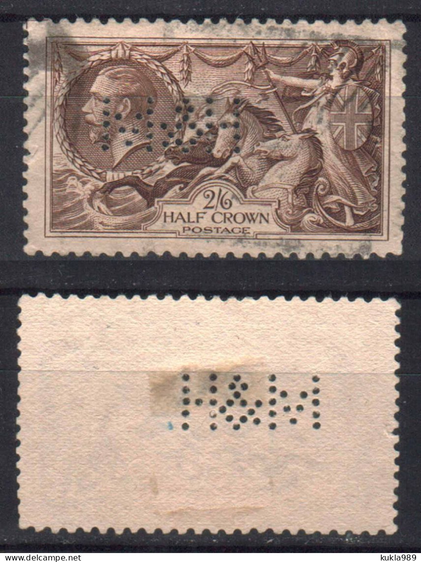 GB UK STAMPS. 1913/1915/1918 , SEA HORSES, PERFIN, USED - Perfins