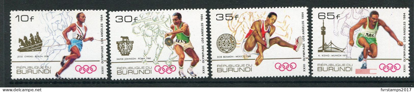 Burundi - 1985 - OCB 932-935 - MNH ** - Olympics Jeux Olympiques Los Angeles 1984 - Cv € 30 - Nuevos