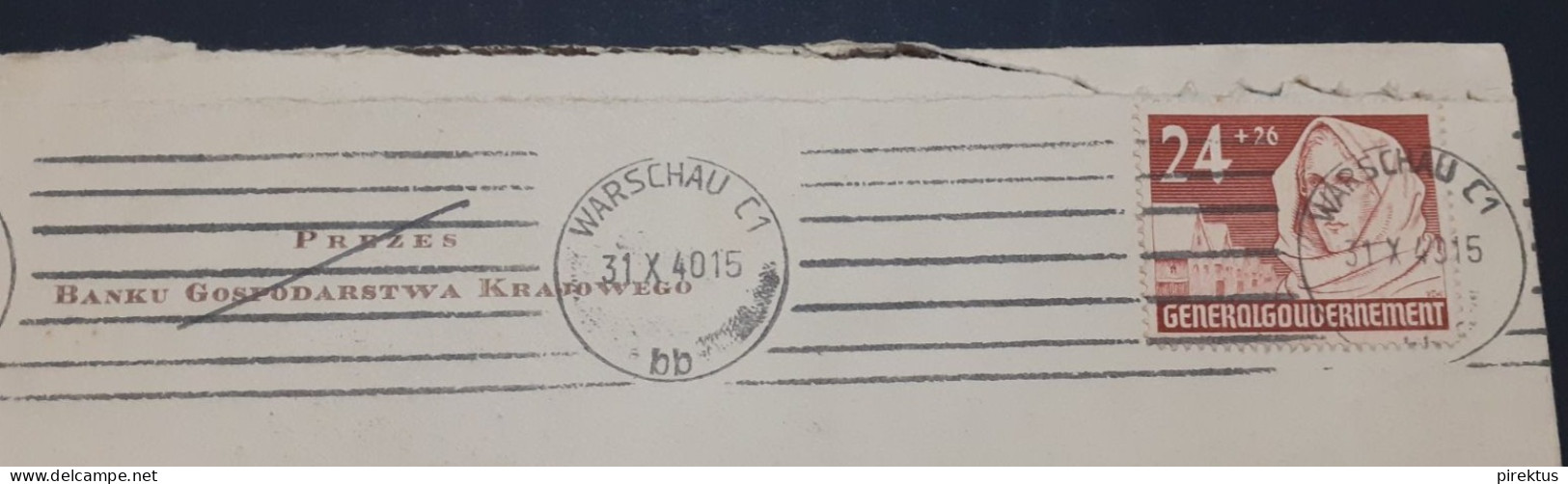 Poland 1940 Post Cancel Cover - Gouvernement Général