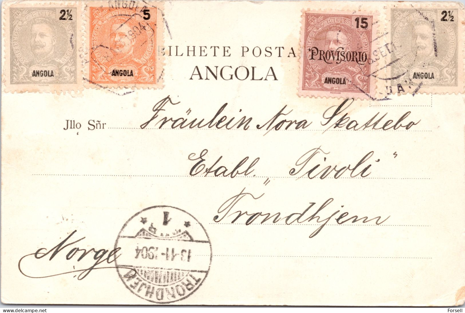 Loanda , Cidade Baixa (Cancellation On Portugese Stamps: 1904, Sent To Norway) - Angola