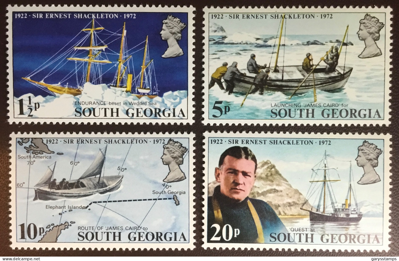 South Georgia 1972 Shackleton Crown To Right Watermark SG32w-35w MNH - Zuid-Georgia