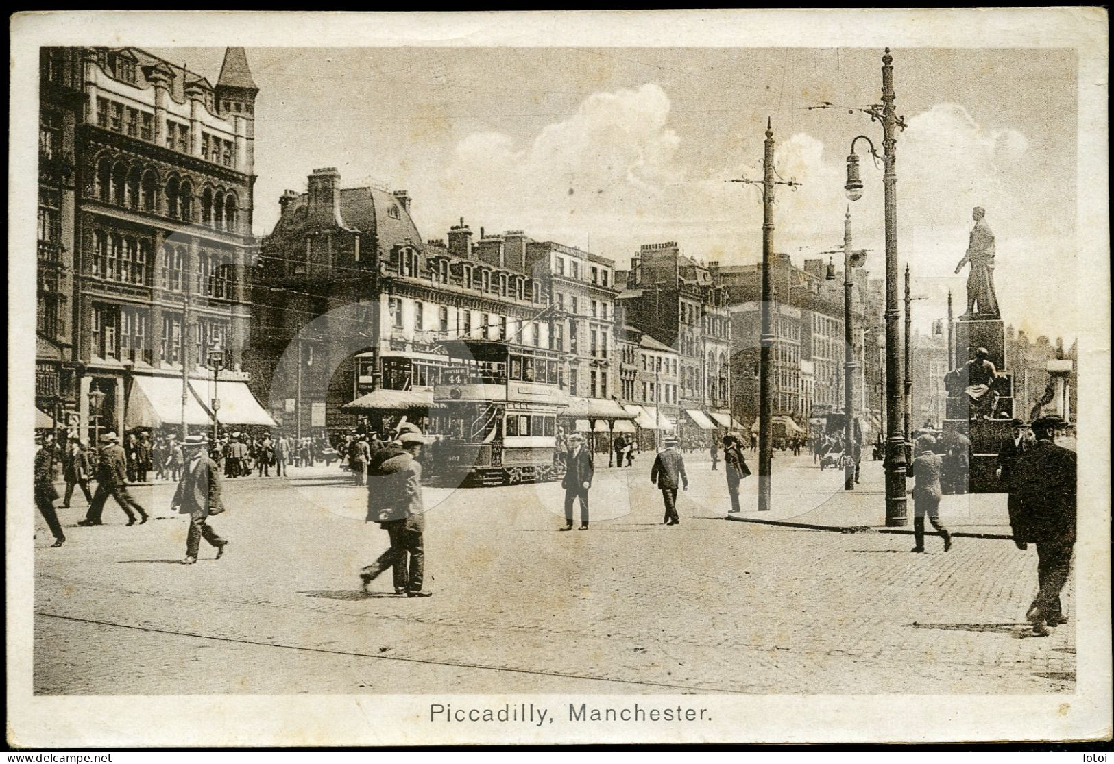 PICCADILLY MANCHESTER UK UNITED KINGDOM ENGLAND TRAM OLD REAL POSTCARD - Manchester