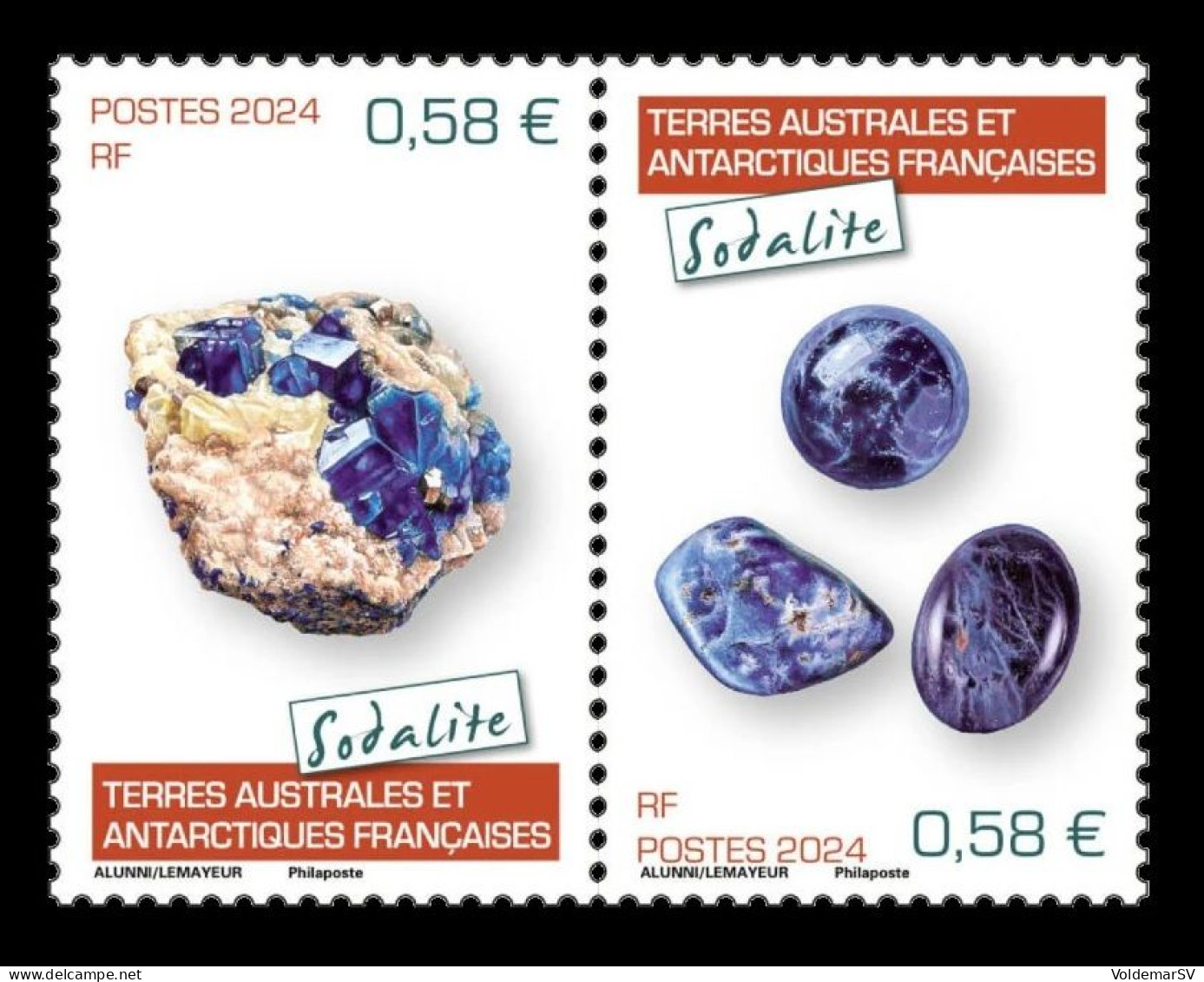 TAAF 2024 Mih. 1197/98 Minerals. Sodalite MNH ** - Nuevos