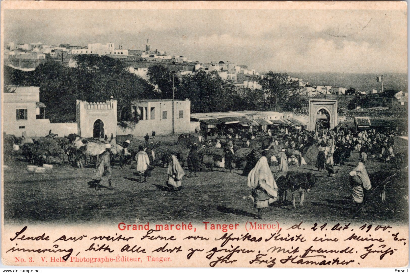 Grande Marché , Tanger , Maroc (Cancellation On German Stamp: Tanger, Deutsche Post, 1900, Sent To Norway) - Tanger