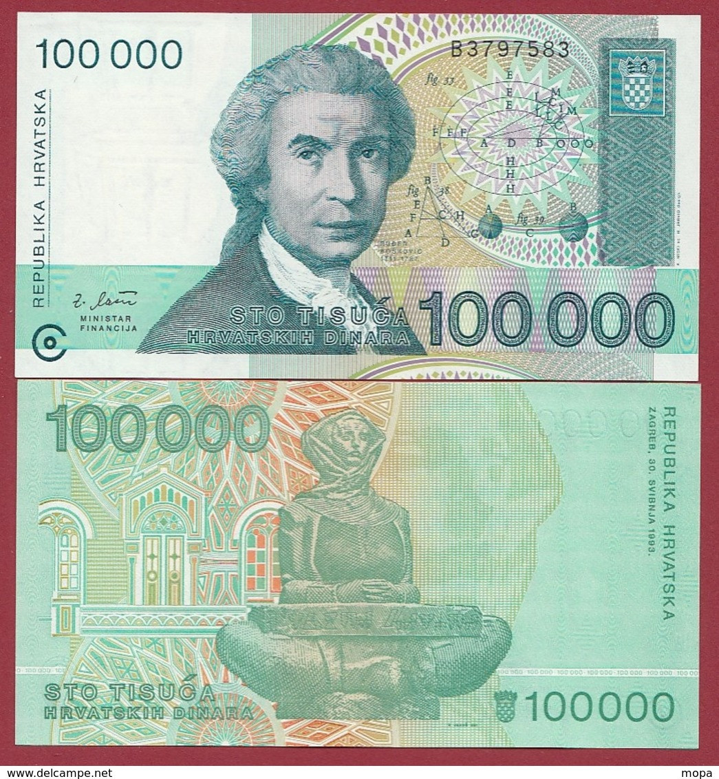 Croatie  100000 Dinara 1993 (UNC-NEUF) --(268) - Kroatië