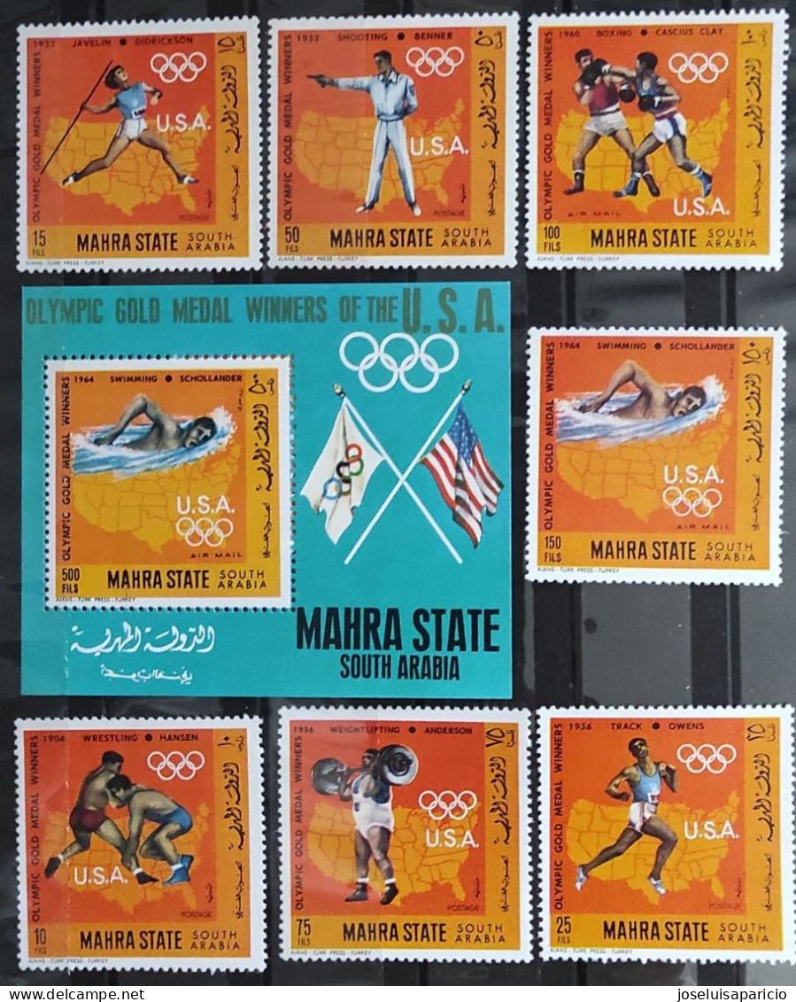 1968-ÁDEN- MAHRA STATE-MEDALLAS DE ORO USA EN LOS J. OLIMPICOS 1904 AL 1964 MNH** - Zomer 1904: St. Louis