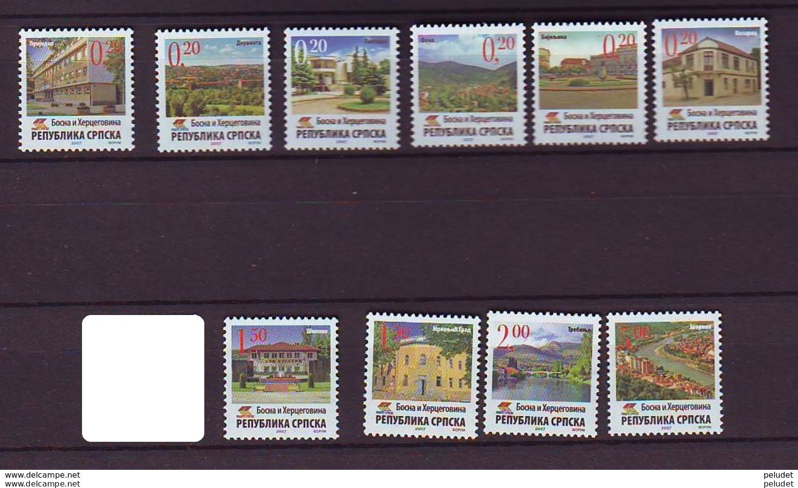 Bosnia Herzegovina - Serbian Adm. 2007 Cities 10 V ** Mi 390-9, Yt 366-6, Sg S401-1 - Bosnie-Herzegovine