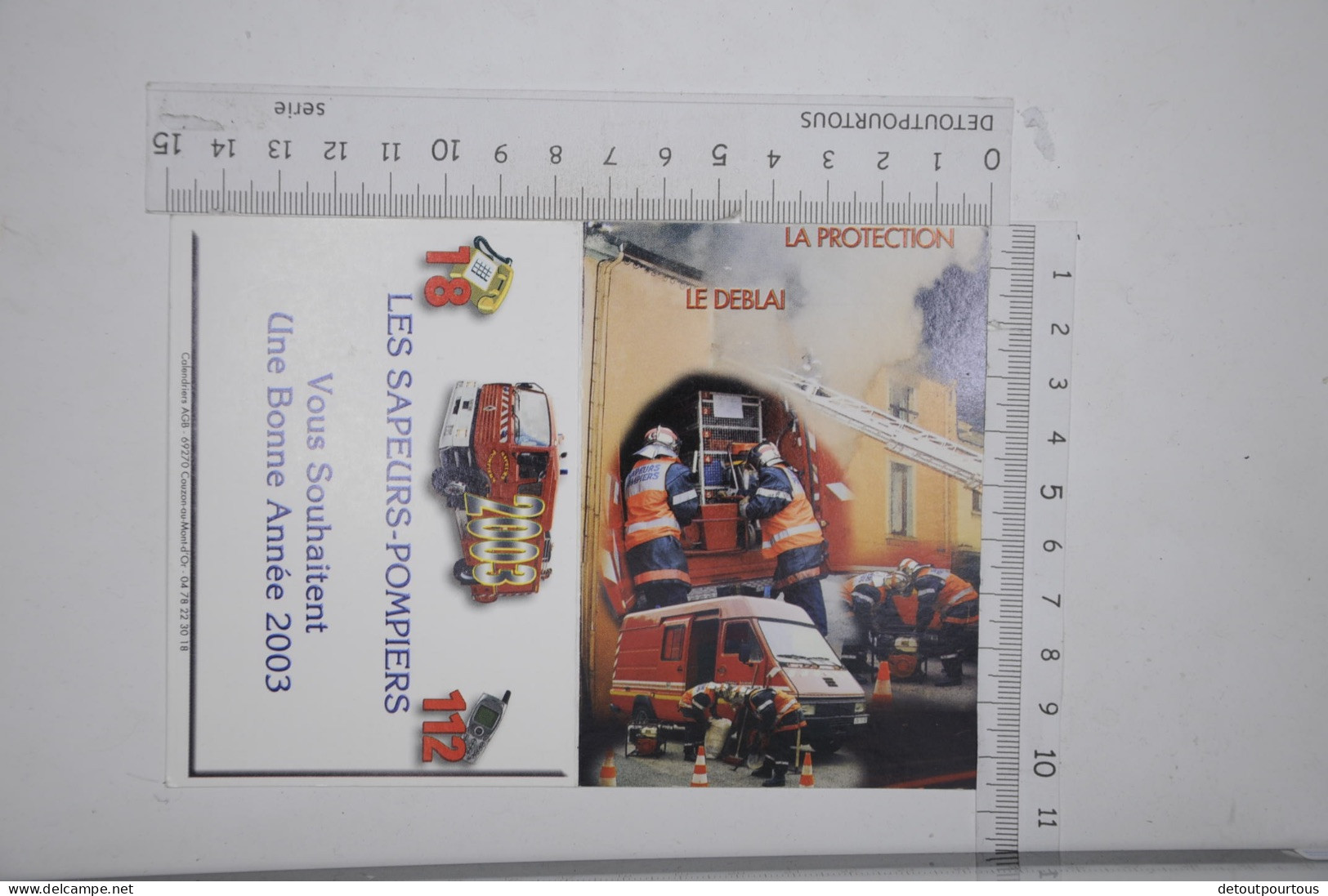 Mini Calendrier 2003 Les Sapeurs Pompiers Protection Déblais - Tamaño Pequeño : 2001-...