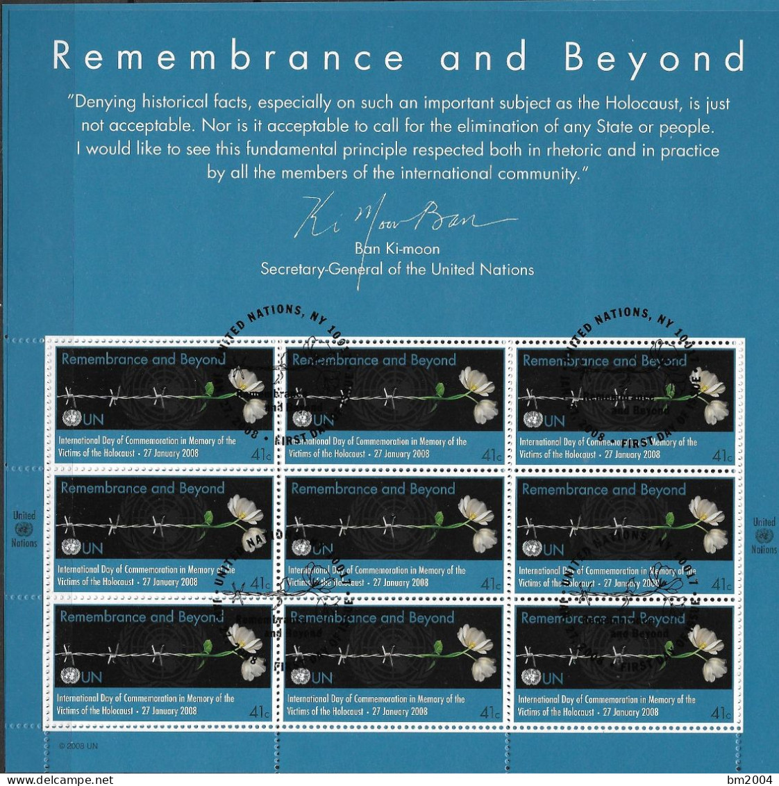 2008 UNO NEW YORK  Mi. 1018 Used     Internationaler Holocaust-Gedenktag: Gedenken Für Die Zukunft - Usati
