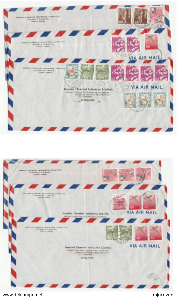 CHEMICALS -  6 X 1960s JAPAN Covers  From ICI  To ICI Heavy Organic Chemical GB Cover Stamps Chemistry Cover - Lettres & Documents