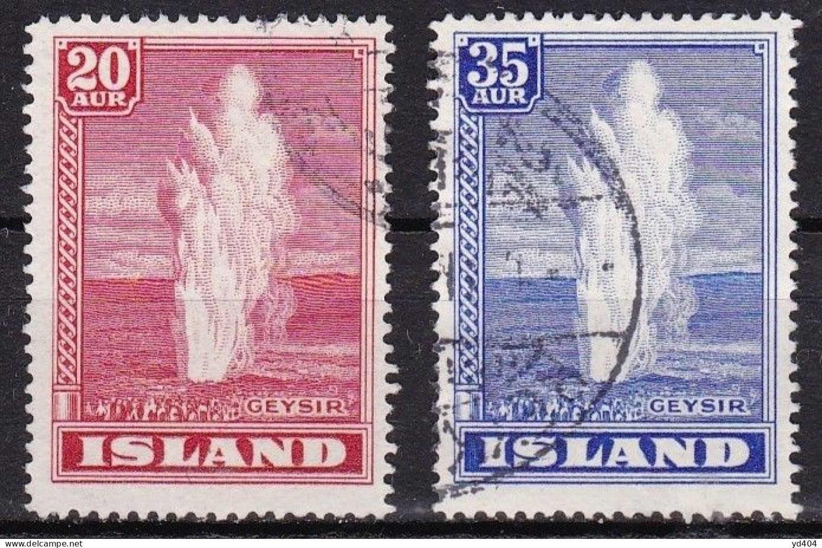 IS036B – ISLANDE – ICELAND – 1938 – THE GREAT GEYSER – SG # 225/6 USED - Gebruikt