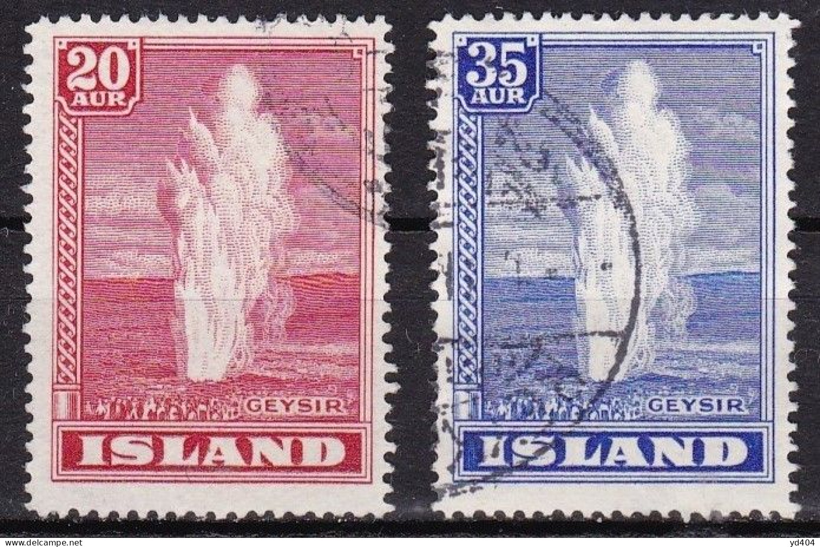 IS036B – ISLANDE – ICELAND – 1938 – THE GREAT GEYSER – SG # 225/6 USED - Usati