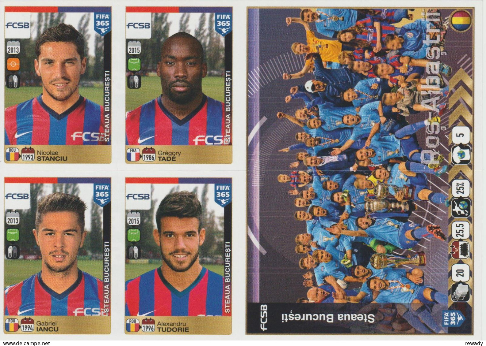 Romania - Steaua Bucuresti - FCSB - FIFA 365 - Panini - The Golden World of Football - autocolants