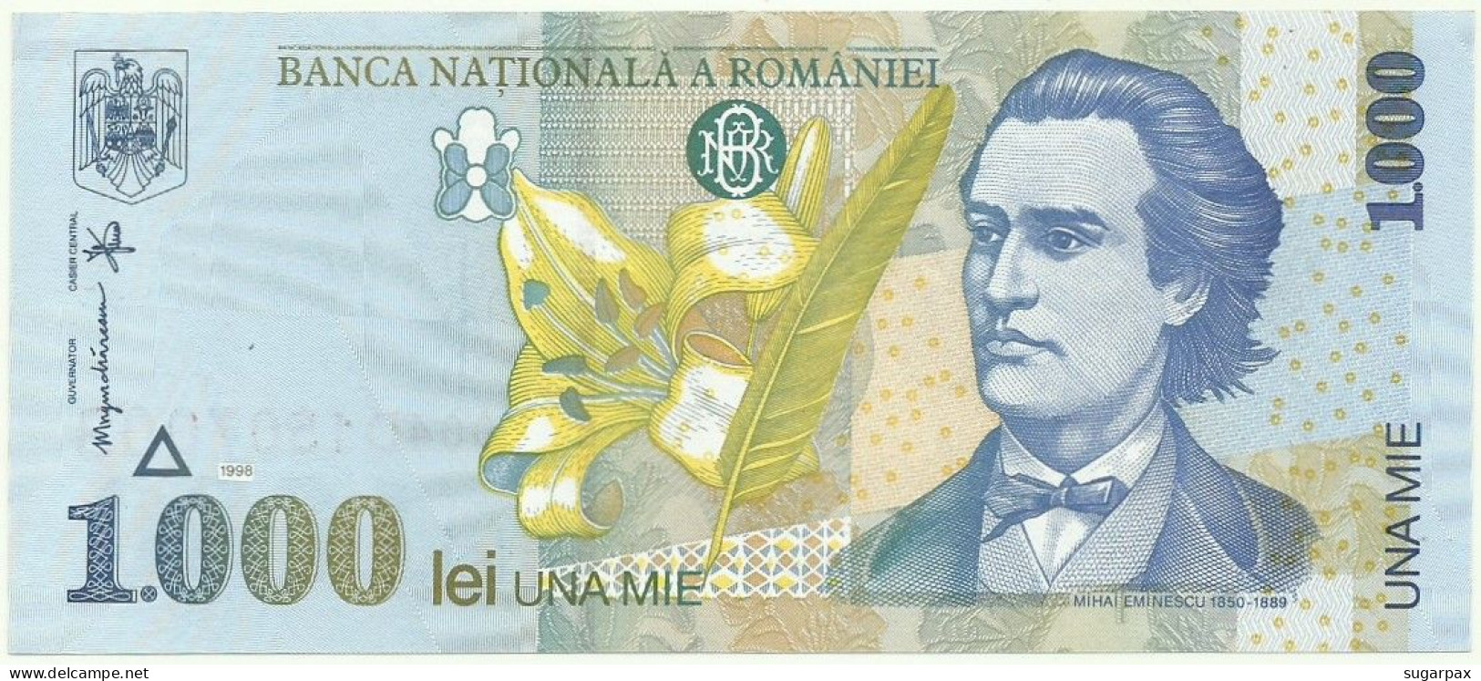 ROMANIA - 1.000 Lei - 1998 - Pick 106 - Unc. - Série 005D - Wmk: Large, Sloping BNR - 1000 - Rumänien