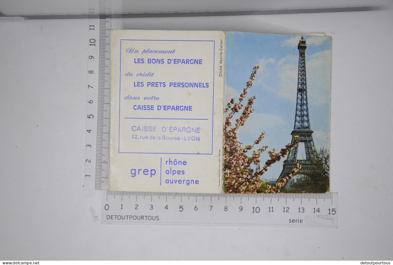 Mini Calendrier 1972 Caisse D'Epargne De Lyon GREP Rhone Alpes / Illustration Tour Eiffel - Kleinformat : 1971-80