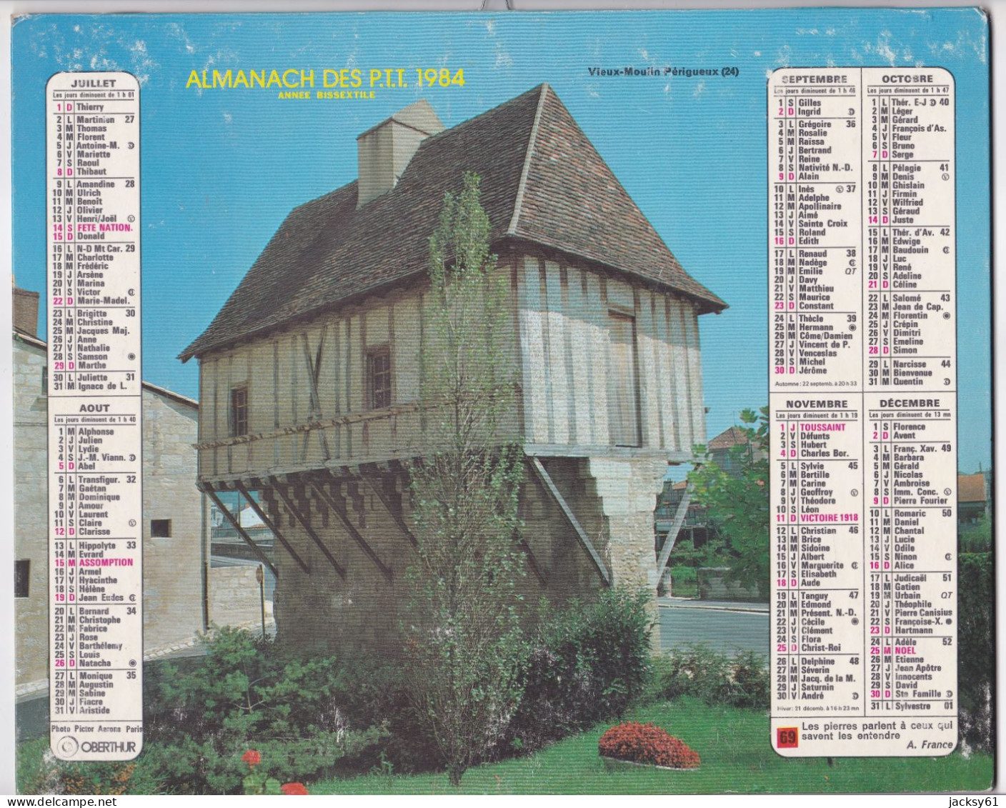 Almanach Des P.T.T.  1984 - Beaufort - Vieux Moulin Périgueux - Grossformat : 1981-90