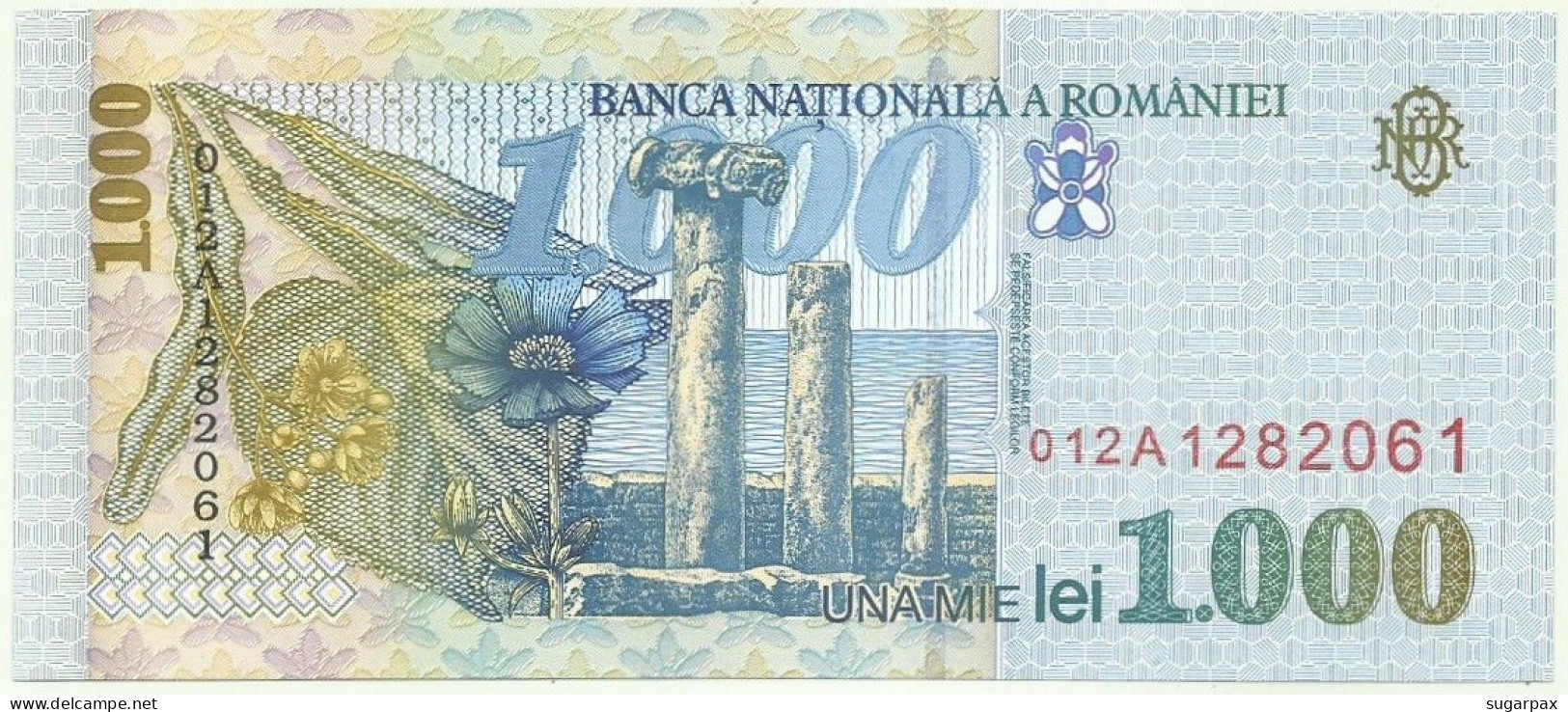 ROMANIA - 1.000 Lei - 1998 - Pick 106 - Unc. - Série 0012A - Wmk: Large, Sloping BNR - 1000 - Romania