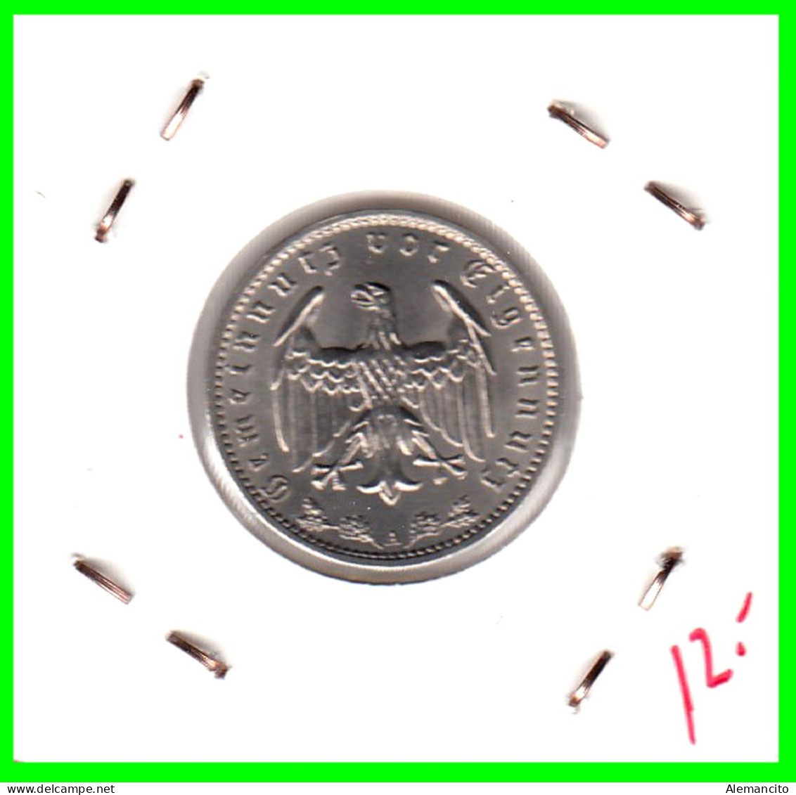 GERMANY TERCER REICH 1 REICHSMARK SIN CIRCULAR( 1935 CECA - A )  ( DEUTSCHES REICHSMARK KM # 78 ) - 1 Reichsmark