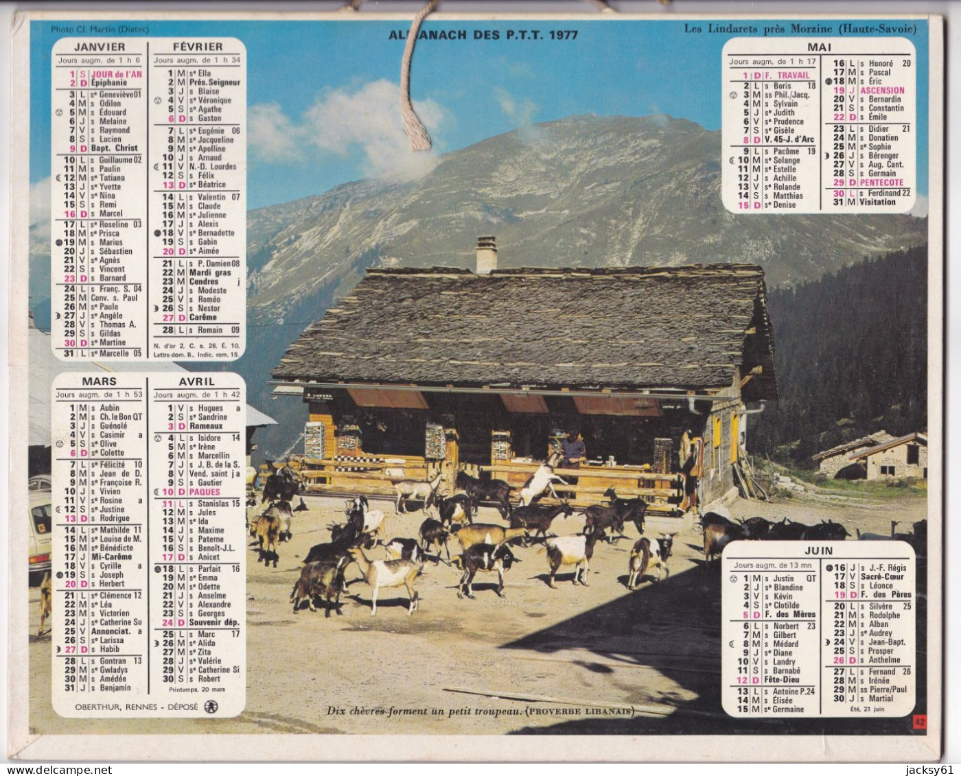 Almanach Des P.T.T.  1977 - Les Lindarets Près Morzine (haute Savoie) - Groot Formaat: 1971-80