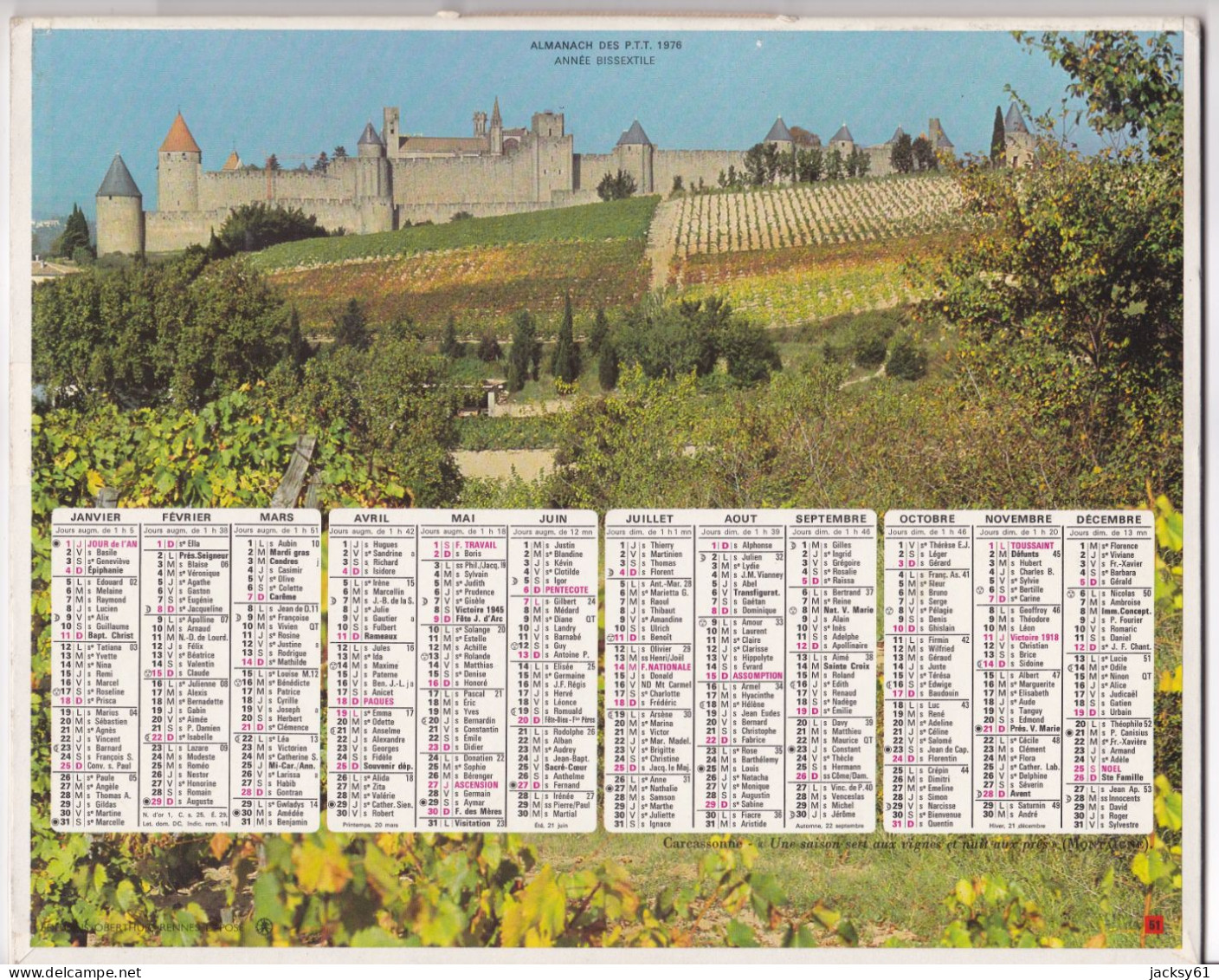 Almanach Des P.T.T.  1976 - Carcasonne - La Vallée De Fontvive (pyrénées Orientales) - Grand Format : 1971-80