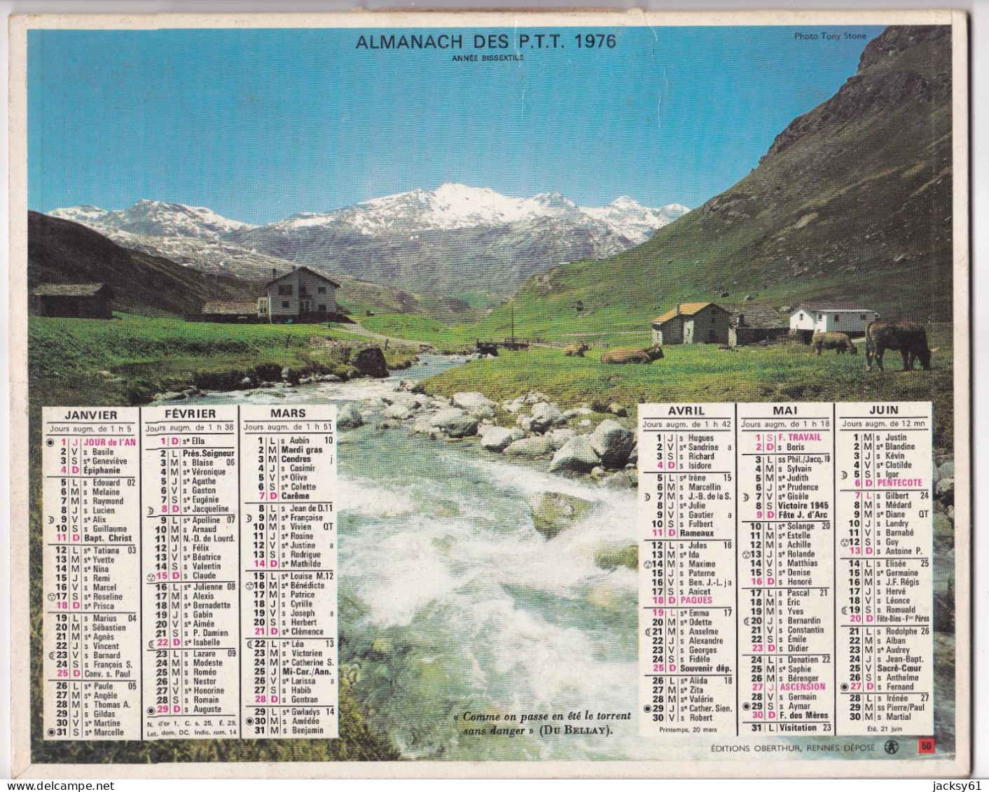 Almanach Des P.T.T.  1976 - "comme On Passe En été Le Torrent Sans Danger" - Côte Bretonne - Grand Format : 1971-80