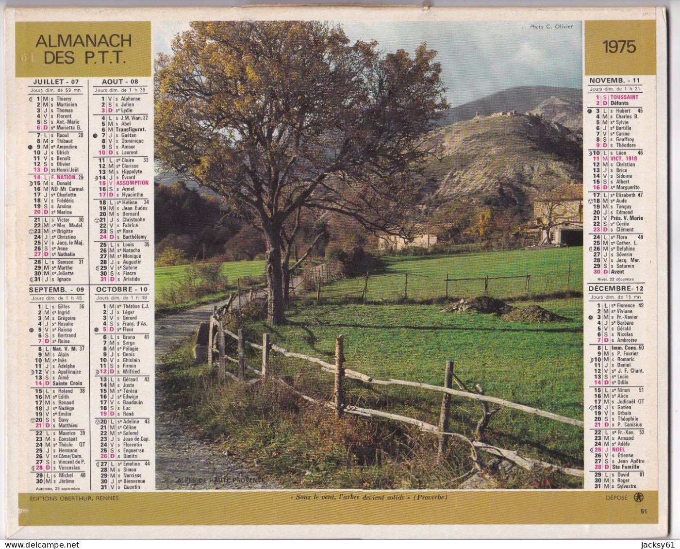 Almanach Des P.T.T.  1975 - Les Baux - Alpes De Haute Provence - Big : 1971-80