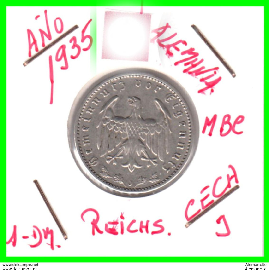 GERMANY TERCER REICH 1 REICHSMARK ( 1935 CECA - J )  ( DEUTSCHES REICHSMARK KM # 78 ) - 1 Reichsmark